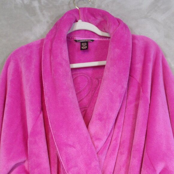 VICTORIA'S SECRET Cozy Short Plush Bath Robe Embossed Monogram Size XL/XXL - Picture 4 of 8